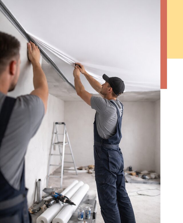 Монтаж матового натяжного потолка в Кушве от 4619 руб./м² — быстро и недорого | ОТДЕЛОЧНИК-Кшв