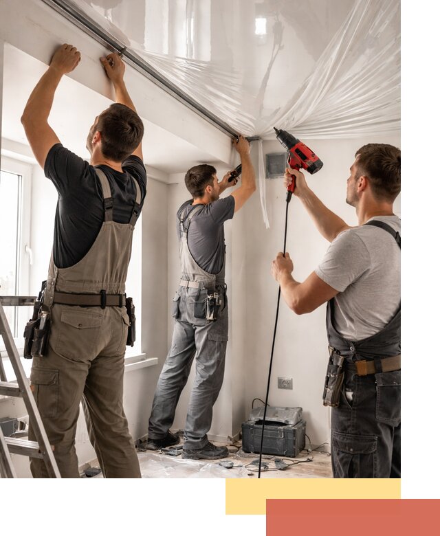 Монтаж глянцевого натяжного потолка в Кушве быстро и качественно