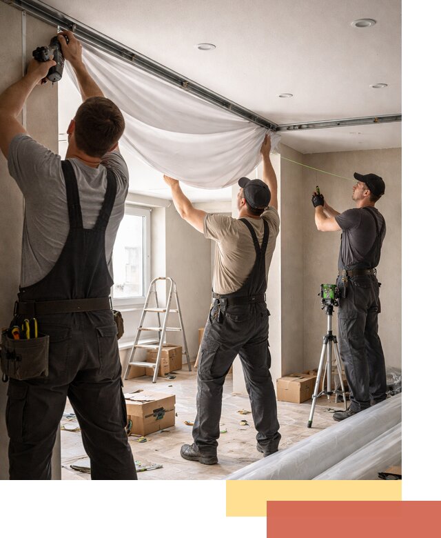 Монтаж парящего натяжного потолка под ключ в Кушве