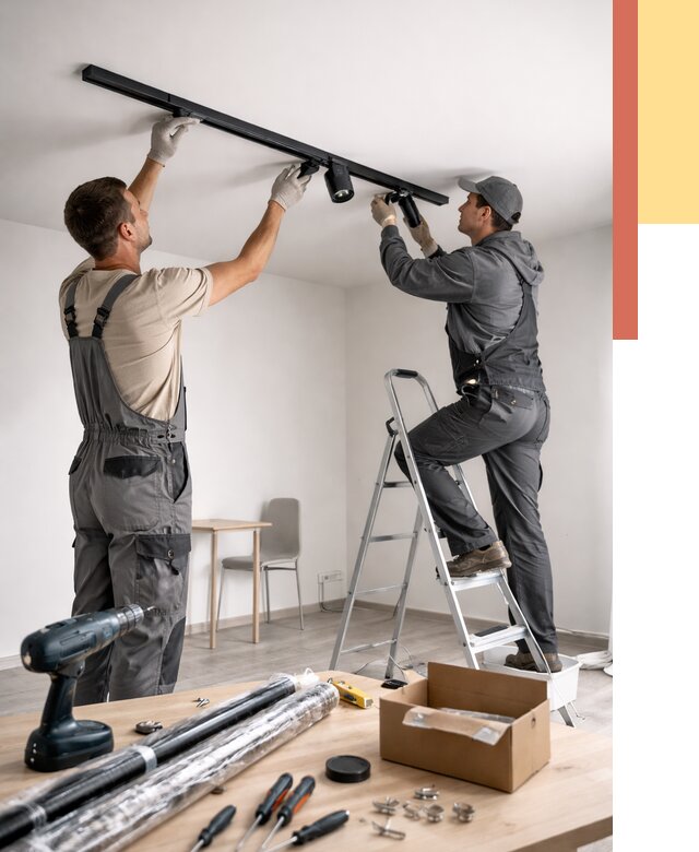 Установка трековых светильников в натяжной потолок в Кушве от 4311 руб. | ОТДЕЛОЧНИК-Кшв