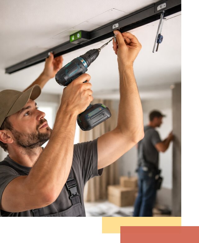 Установка трековых светильников в натяжной потолок в Кушве