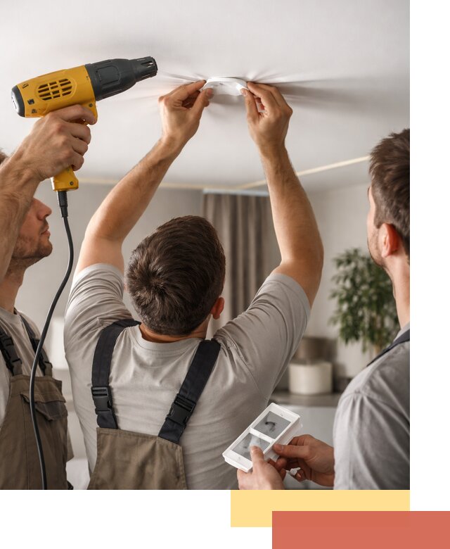 Ремонт прокола полотна натяжного потолка в Кушве