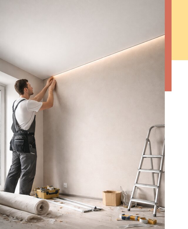 Теневые натяжные потолки в Кушве от 8417 руб. под ключ | ОТДЕЛОЧНИК-Кшв