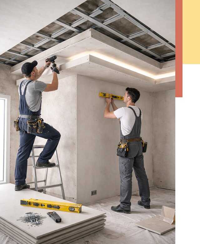 Двухуровневый потолок из гипсокартона в Кушве от 1488 руб. под ключ | ОТДЕЛОЧНИК-Кшв