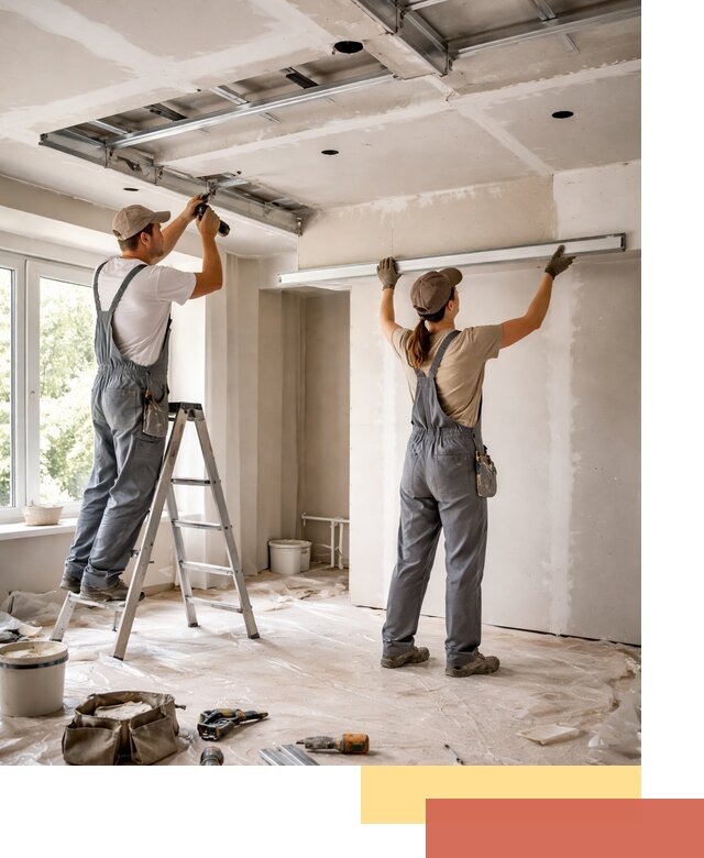 Монтаж многоуровневого потолка из гипсокартона в Кушве