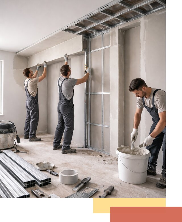 Монтаж потолка из гипсокартона с нишей в Кушве