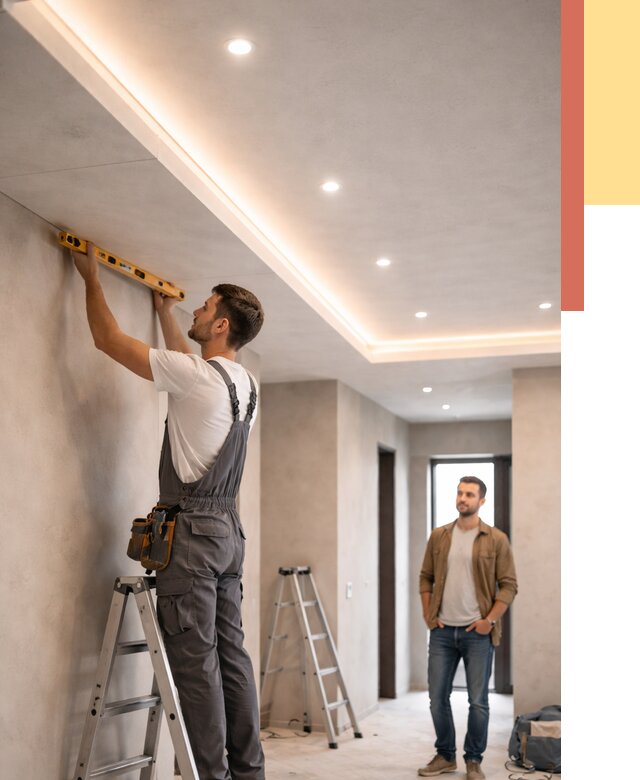 Потолок из гипсокартона с подсветкой в Кушве от 770 руб./м2 под ключ | ОТДЕЛОЧНИК-Кшв