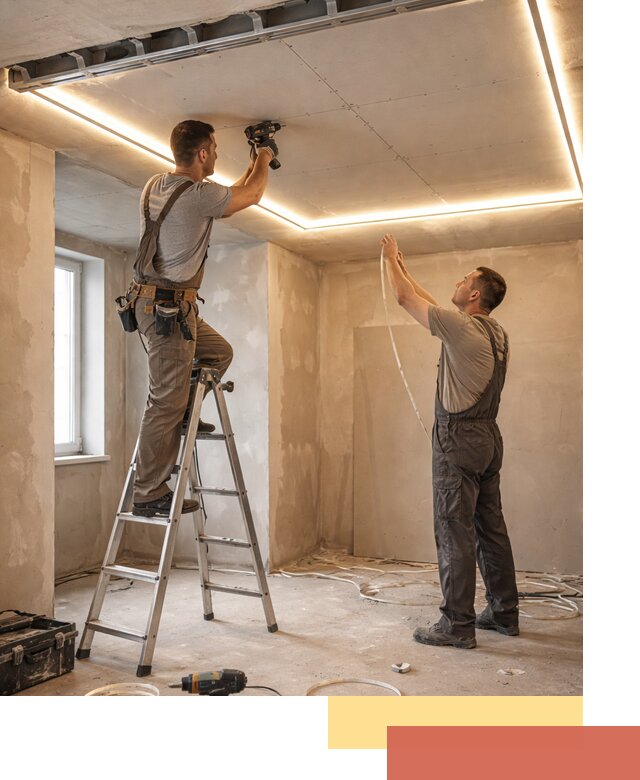 Потолок из гипсокартона с подсветкой в Кушве