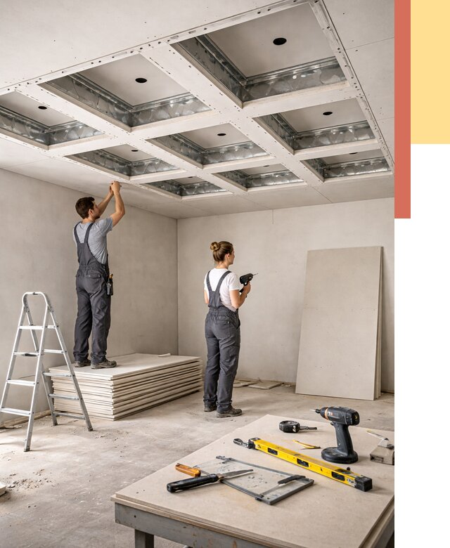 Кессонный потолок из гипсокартона в Кушве от 1899 руб. — монтаж и под ключ | ОТДЕЛОЧНИК-Кшв