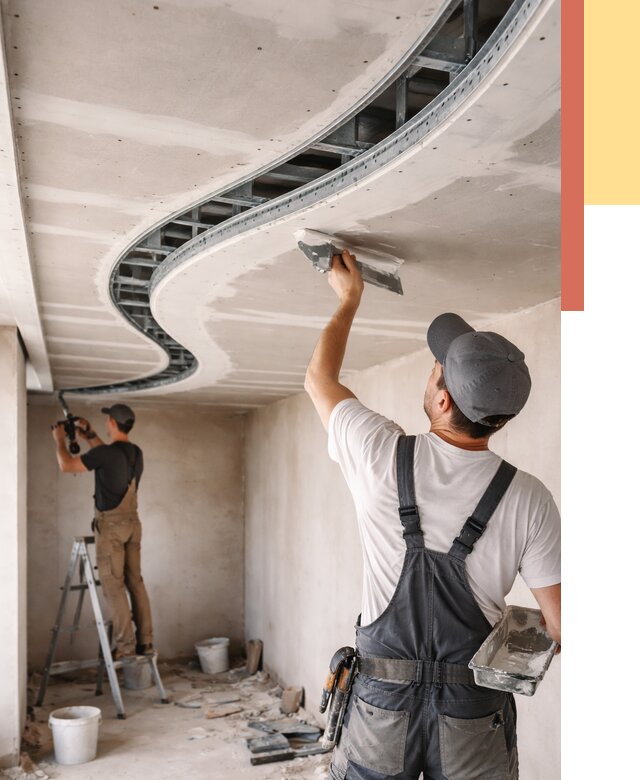 Криволинейный потолок из гипсокартона в Кушве от 2156 руб./м2 | ОТДЕЛОЧНИК-Кшв