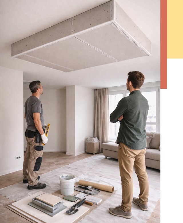 Короб на потолке из гипсокартона в Кушве от 2258 руб. — монтаж и услуги под ключ | ОТДЕЛОЧНИК-Кшв