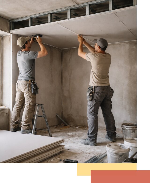 Короб из гипсокартона на потолке под ключ в Кушве