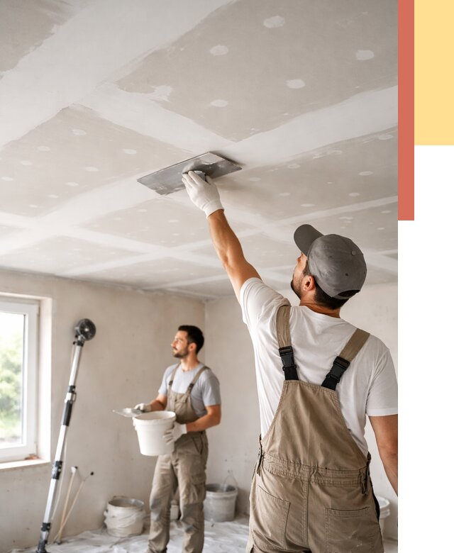 Шпаклевка потолка из гипсокартона в Кушве от 3285 руб./м2 — услуги под ключ | ОТДЕЛОЧНИК-Кшв