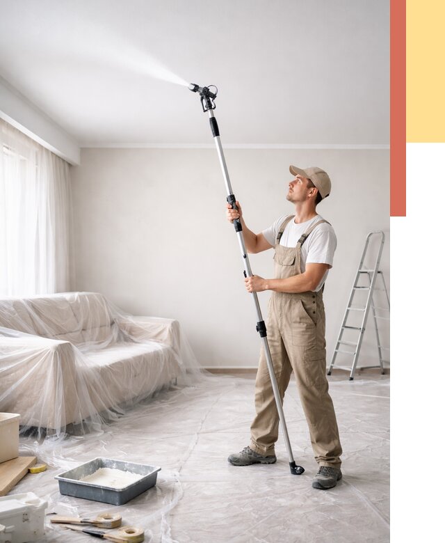 Покраска потолка краскопультом в Кушве от 4619 руб. быстро и недорого | ОТДЕЛОЧНИК-Кшв