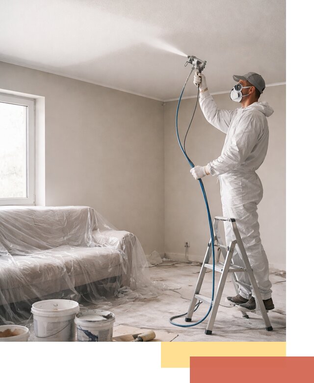 Покраска потолка краскопультом в Кушве быстро и качественно