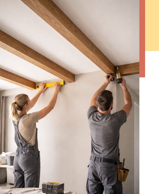 Монтаж декоративных балок на потолок в Кушве от 4311 руб. — ОТДЕЛОЧНИК-Кшв