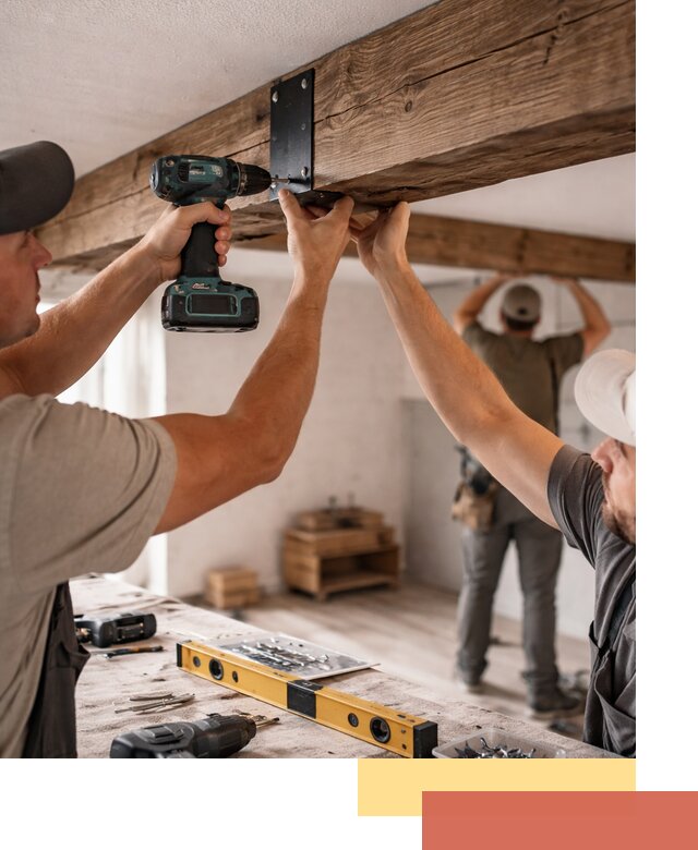 Монтаж декоративных потолочных балок в Кушве